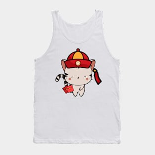 Cute Tabby Cat ready for lunar new year Tank Top